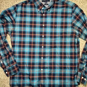 Tommy Hilfiger Mens XL Plaid Button Down Long Sleeve Shirt New York Fit